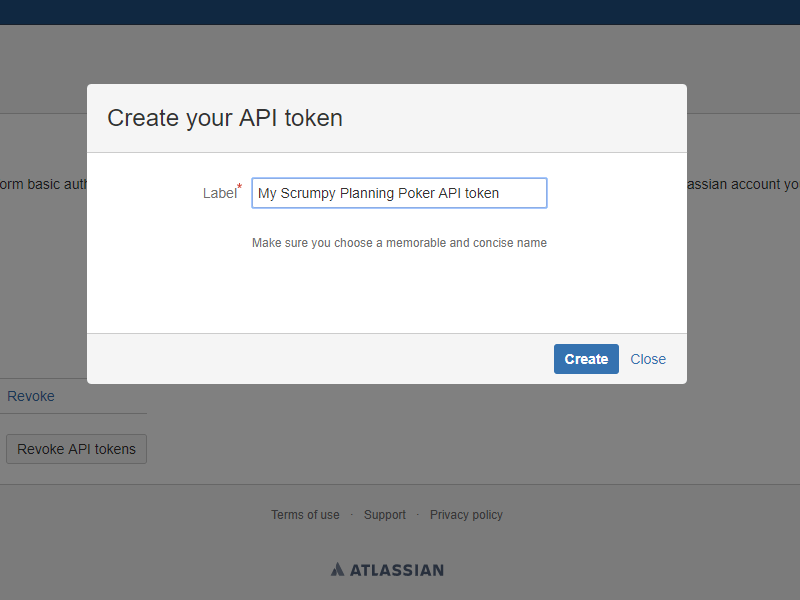 Create new API token