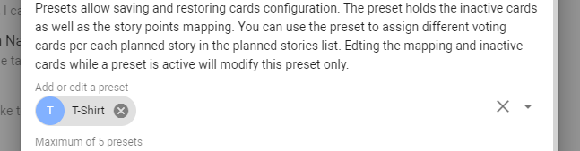 Card presets