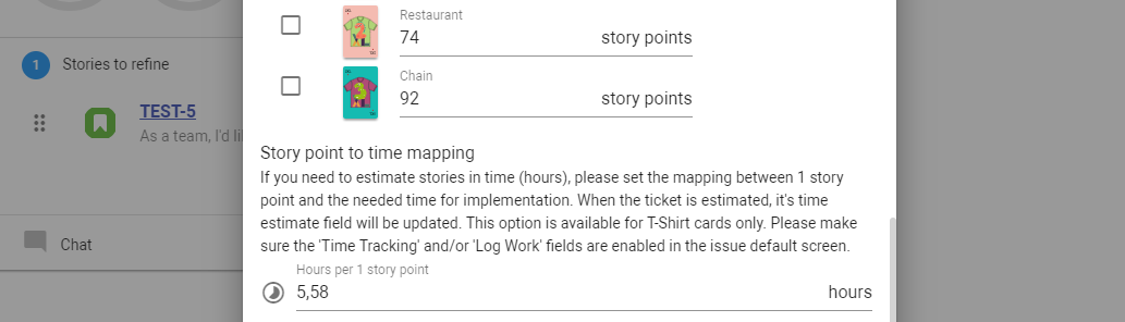 Story point to time mapping