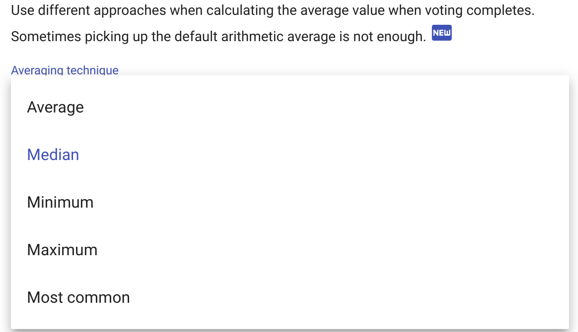 Averaging technique in release 01 Nov 2020 Scrumpy Planning Poker